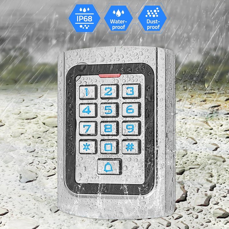 AMOCAM Universal Wired Access Control Keypad, 12V DC Metal Door Keypad, PIN Code & ID Card Key pad, IP68 Waterproof, 2000 Users, for Garage Door, Gate Opener, Magnetic Lock and Access Control Systems - Image 4